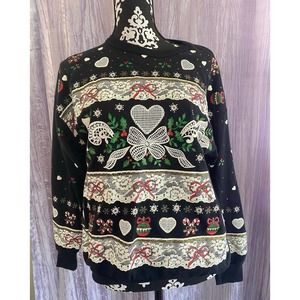 Vintage size small Nut Cracker Christmas holiday sweatshirt puff paint cute